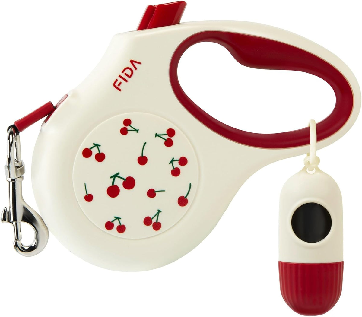 Retractable Dog Leash with Dispenser and Poop Bags, 10Ft, White & Pink
