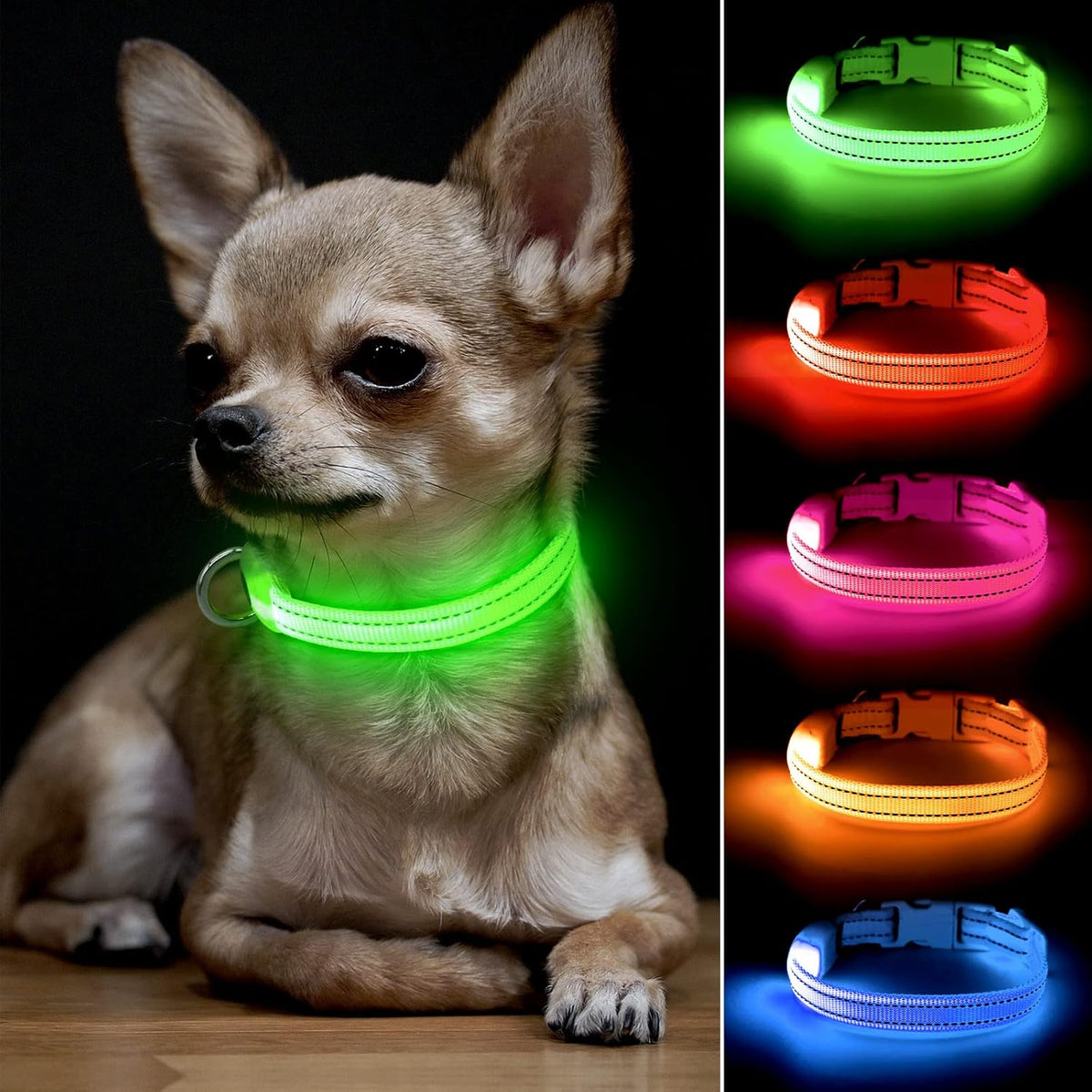 Light up Dog Collar for Small Dogs & Cats (Pink, XS)