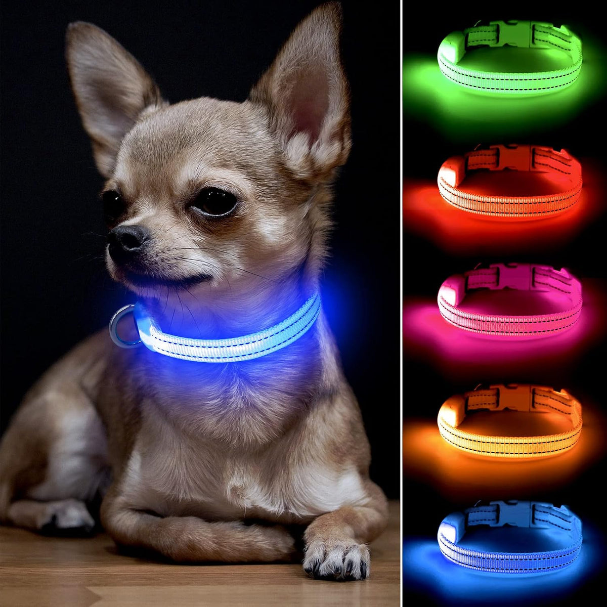 Light up Dog Collar for Small Dogs & Cats (Pink, XS)