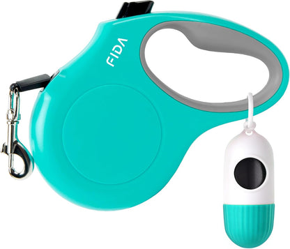 Retractable Dog Leash with Dispenser and Poop Bags, 10Ft, White & Pink