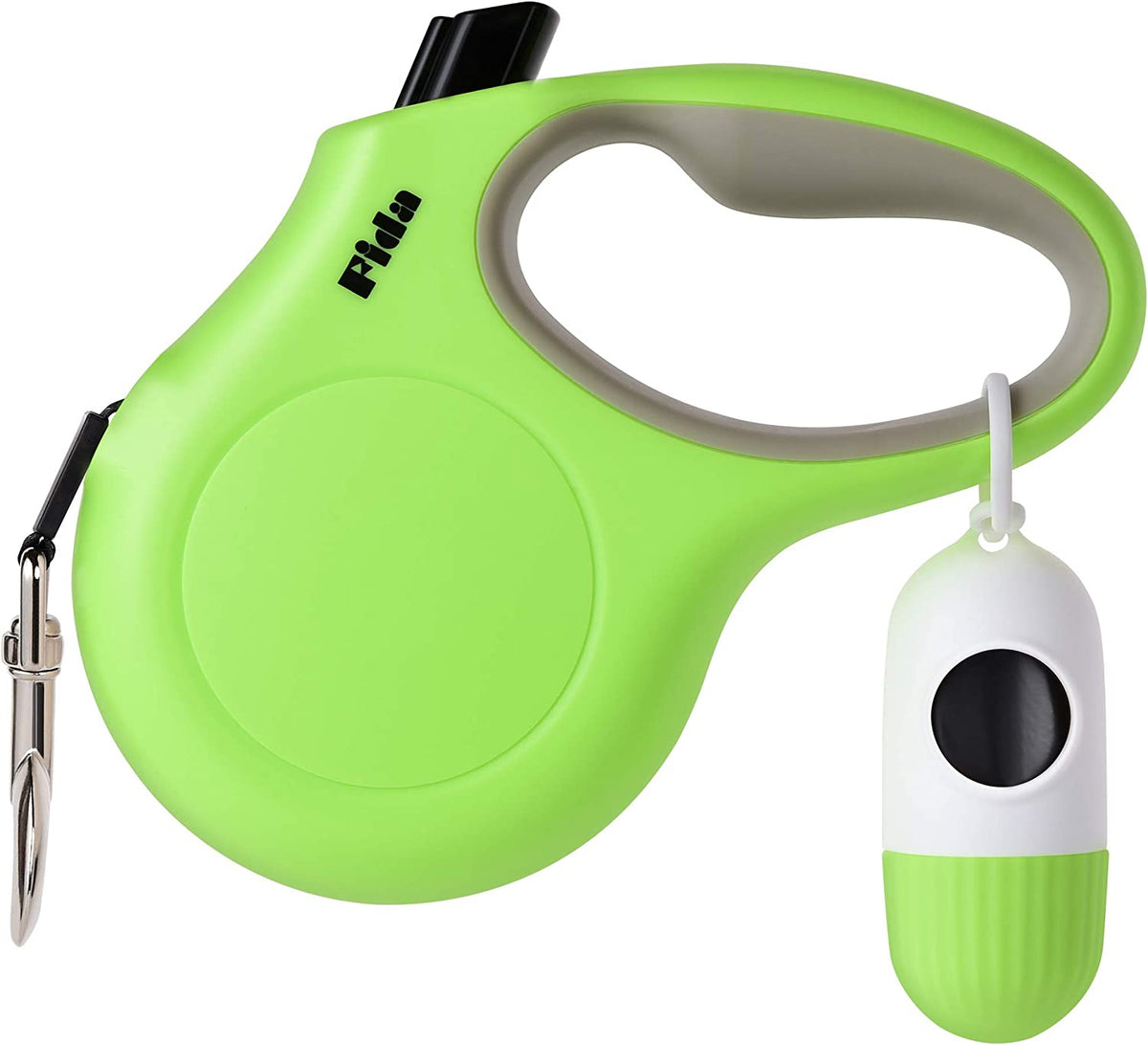 Retractable Dog Leash with Dispenser and Poop Bags, 10Ft, White & Pink