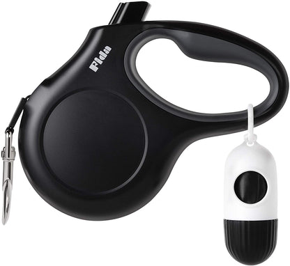 Retractable Dog Leash with Dispenser and Poop Bags, 10Ft, White & Pink