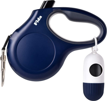 Retractable Dog Leash with Dispenser and Poop Bags, 10Ft, White & Pink